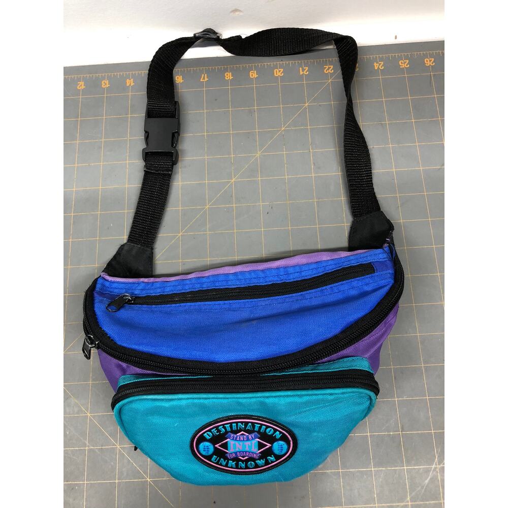 Vintage 80's Fany Pack Bag Destination Unknown Bright Colors